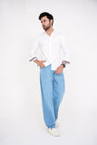 Bland jeans Rigid fabric Baggy fit light blue colour
