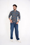 Bland jeans Rigid fabric Baggy fit mid blue colour